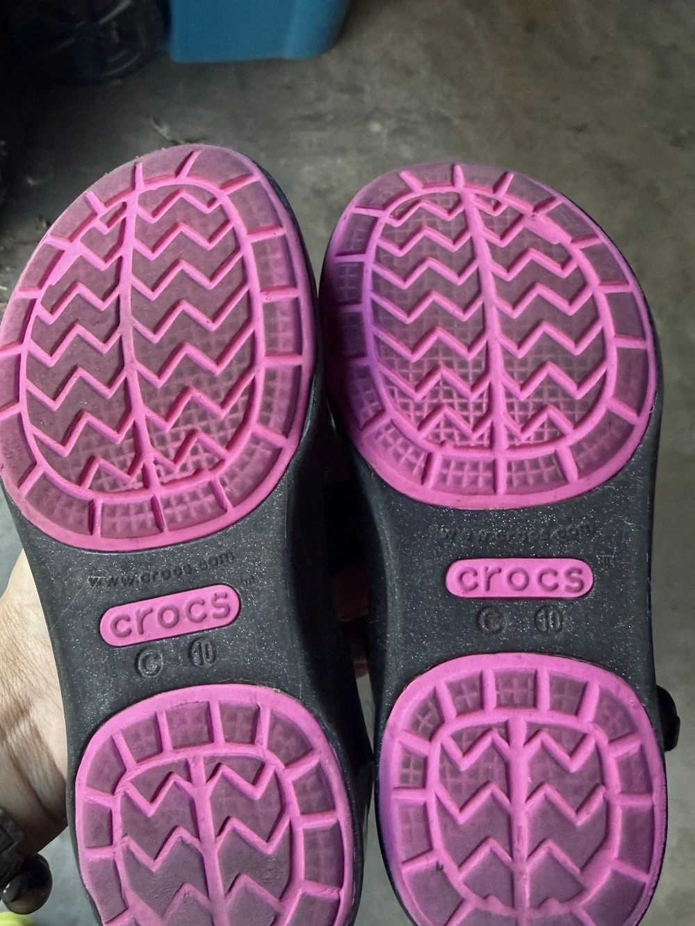 CROCS Girls' Pink and Black Glitter Jellies with Character Charms